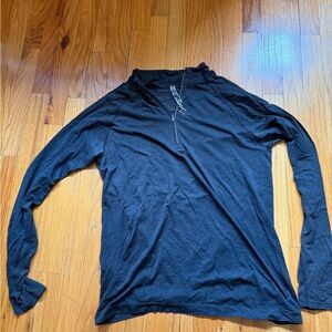 Black Long Sleeve Zip-Up Shirt